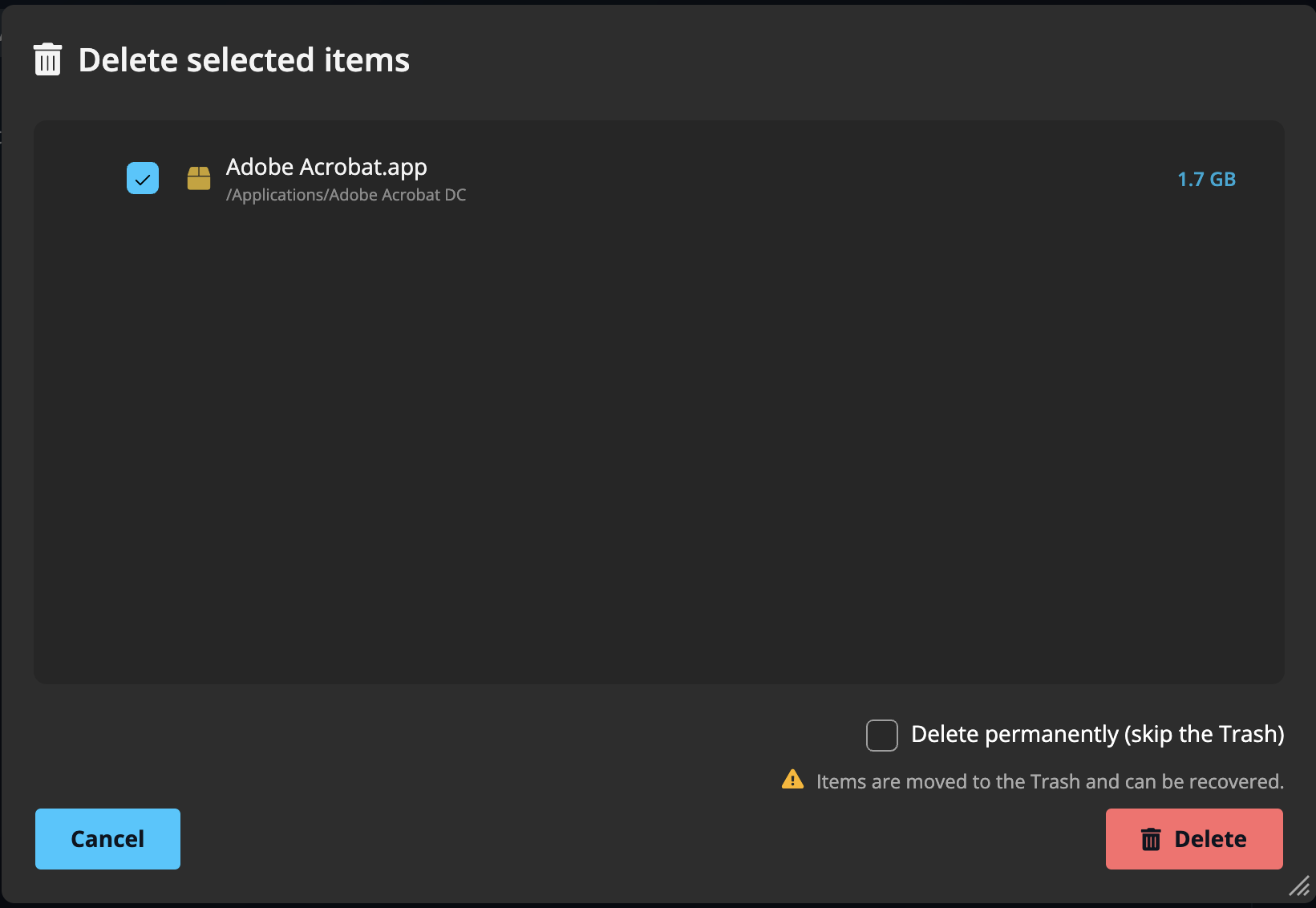 The tree and the contents panel