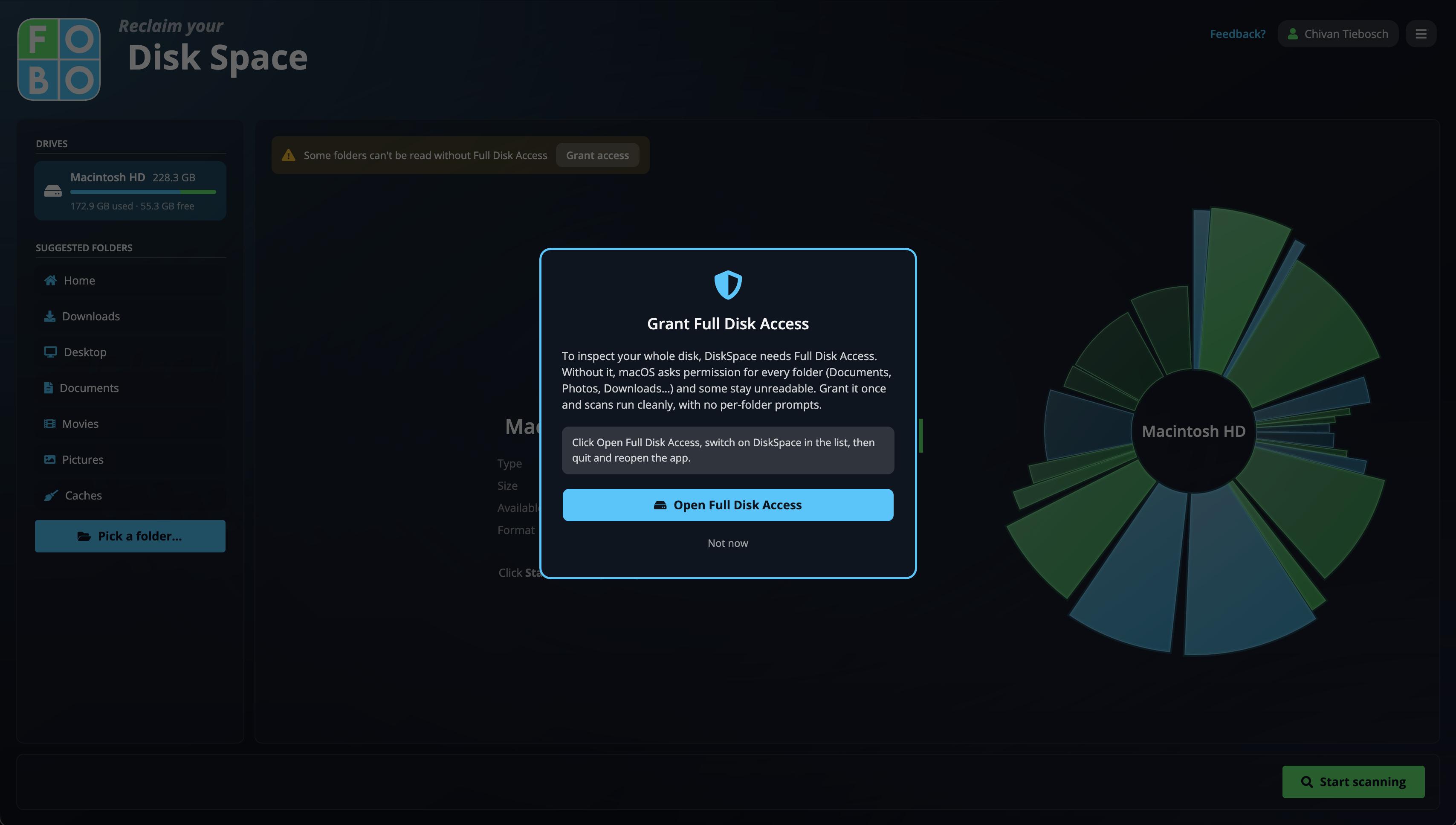 The Grant Full Disk Access window