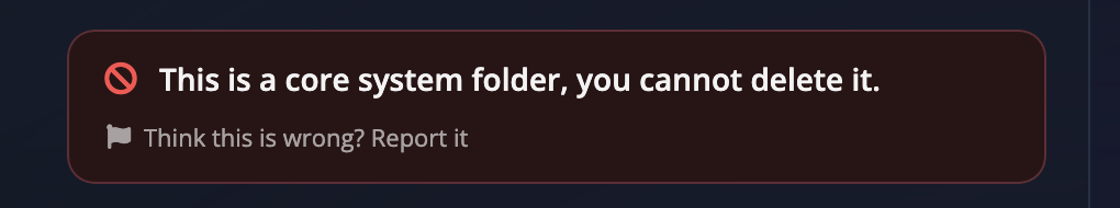 The core system folder card