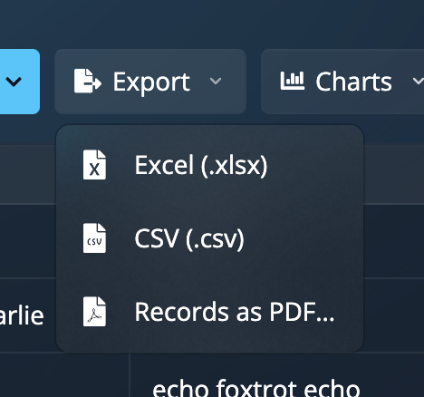 Export menu