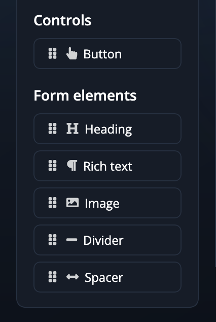 The design-element palette