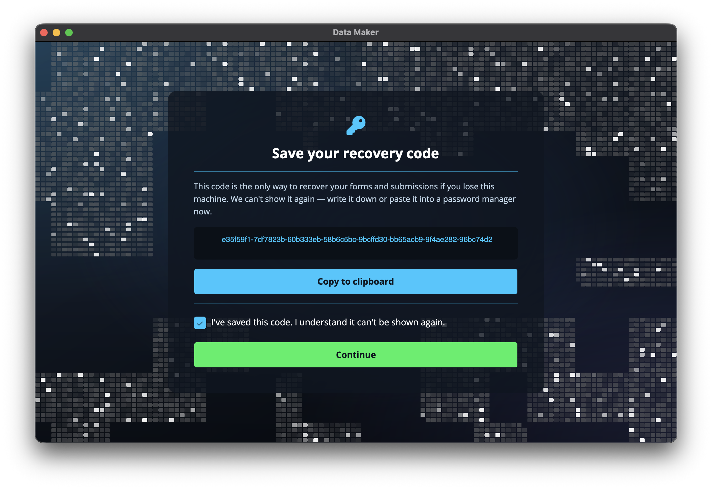 Your recovery code