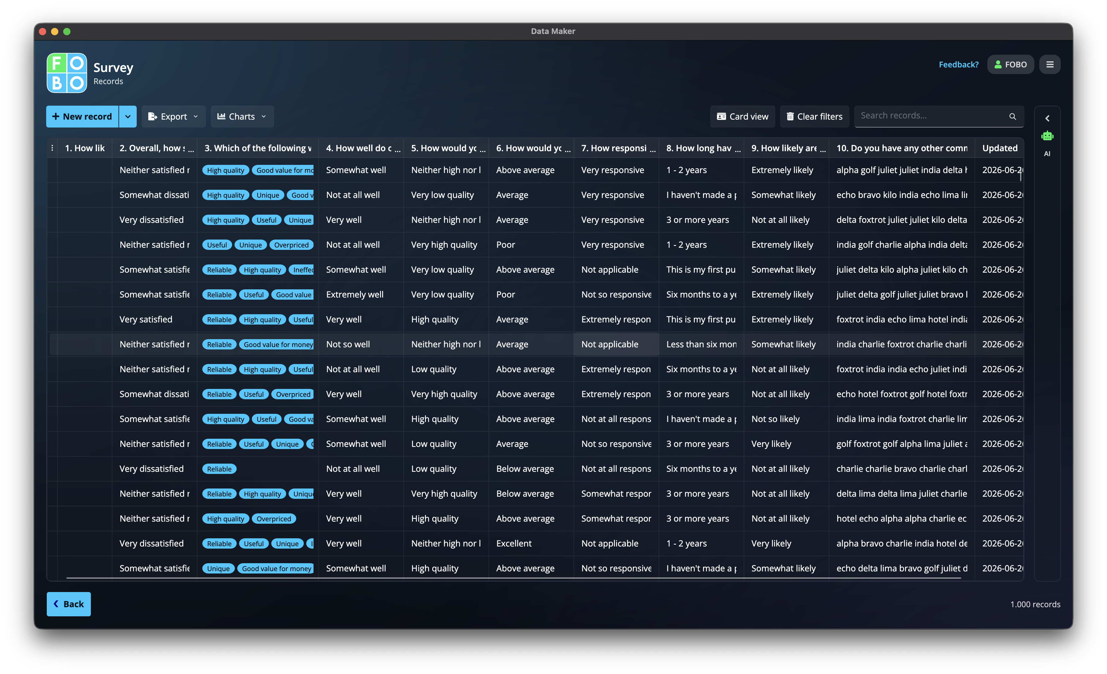 The Records list