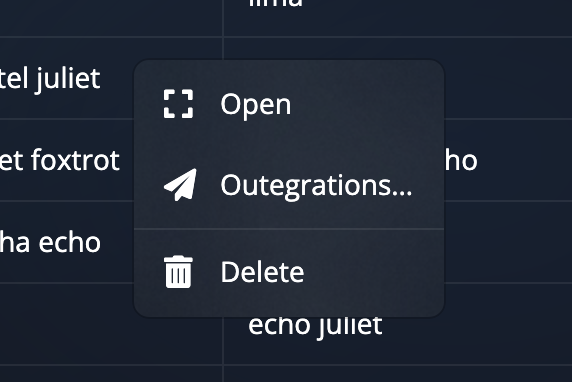 Row menu
